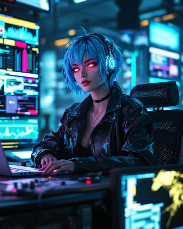 Nova, hackeuse cyberpunk anime, DarLink AI